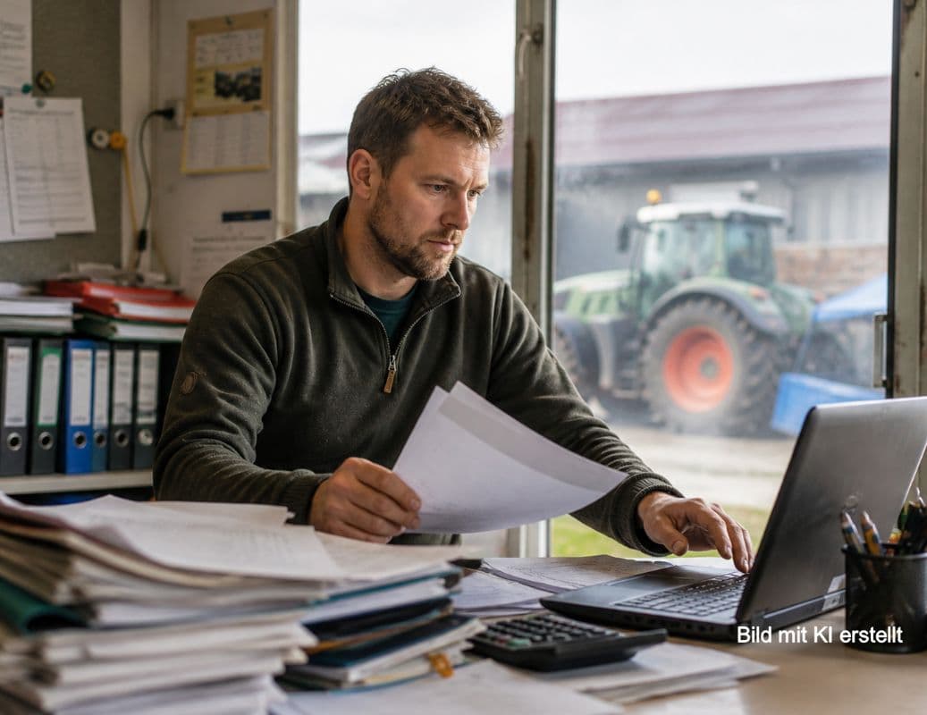 Titelbild: Bürochaos auf dem Hof: Wie Landwirte mit KI ihre Verwaltung entschlacken