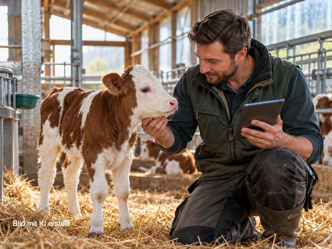 Titelbild: Kalb krank, doch kein Veterinär da? Wie Tierhalter mit KI bei Kälbermanagement weiterkommen